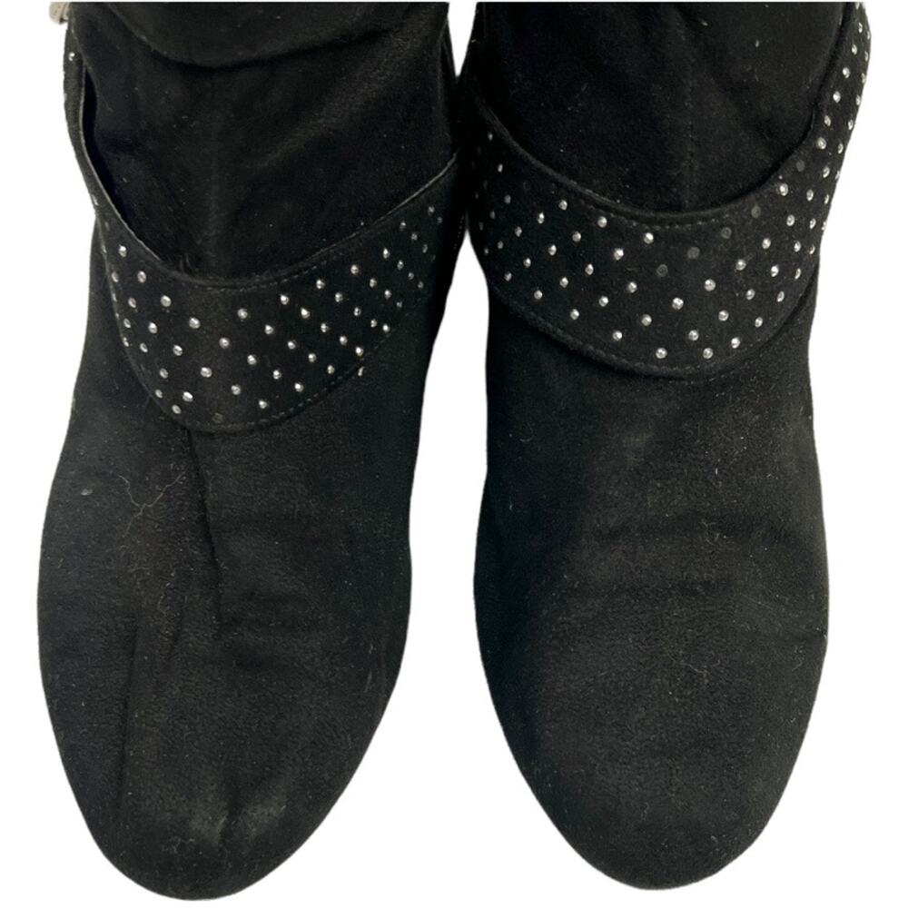 American‎ Eagle AE Boots Black Pointed Toe Mid Calf Studded Buckle Women's 5.5 - Picture 2 of 13
